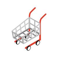 icono de carrito de compras, estilo 3d isométrico vector