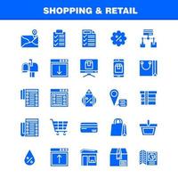 paquete de iconos de glifo sólido de compras para diseñadores y desarrolladores iconos de ubicación chat sms correo de compras buzón de correo vector de compras