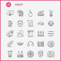 Army Hand Drawn Icons Set For Infographics Mobile UXUI Kit And Print Design Include Monitor Badge Enforcement Law Army Barbed Wire French Icon Set Vector