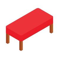 Red bench icon, isometric 3d style vector