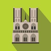 Norte Dame Cathedral, Paris icon, flat style vector