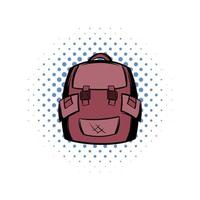 Backpack school comics icon vector