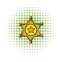 icono de insignia de estrella de sheriff dorado, estilo cómic vector