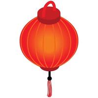 Red chinese lantern icon, isometric 3d style vector