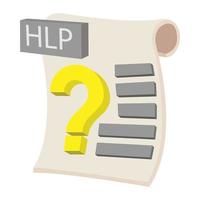 HLP extension text file icon, cartoon style vector