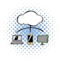 Cloud-computing connection comics icon vector