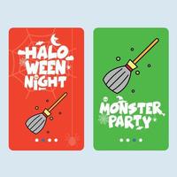 Happy Halloween invitation design with broom vector