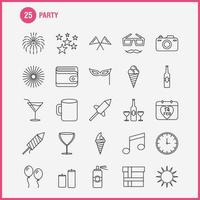 Party Line Icon for Web Print and Mobile UXUI Kit Such as Calendar Birthday Date Year Juice Drink Glass Party Pictogram Pack Vector