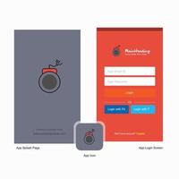 Company Bomb Splash Screen and Login Page design with Logo template Mobile Online Business Template vector