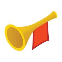 trompeta con bandera roja isométrica 3d vector
