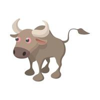 icono de toro, estilo de dibujos animados vector