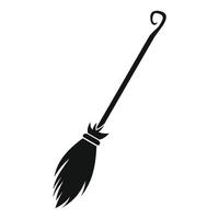 Witches broom black simple icon vector