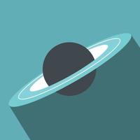 Saturno icono plano con sombra vector