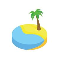 Tropical beach with palm isometric 3d icon vector