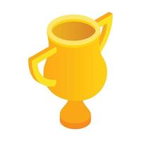 Golden trophy cup isometric 3d icon vector