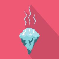 Glacier melting icon, flat style vector