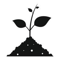 Sprout in the ground black simple icon vector