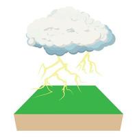 Cloud and lightning icon, cartoon style vector