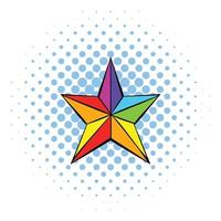 Rainbow star icon, comics style vector