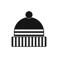 Knitted cap icon, black simple style vector