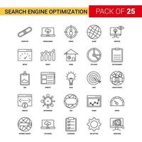 Search Engine Optimization Black Line Icon 25 Business Outline Icon Set vector