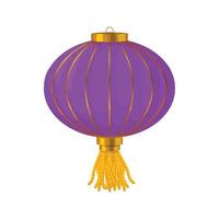 Purple chinese paper lantern icon, cartoon style vector