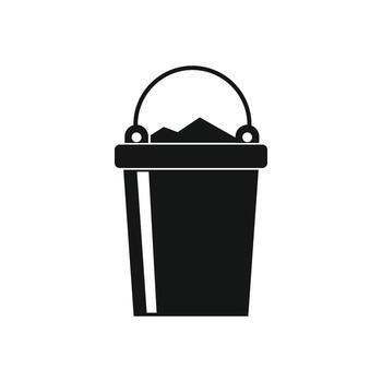 Bucket full of garbage icon, simple style vector