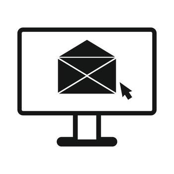 computadora con icono de correo electrónico, estilo simple vector