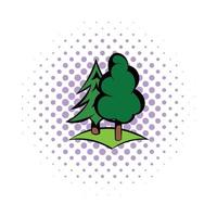 Green forest icon, comics style vector