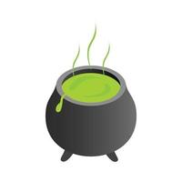 Witch cauldron with green potion vector
