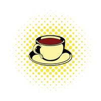 Cup of tea icon, comics style vector