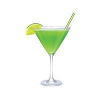 Martini glass with green cocktail vector