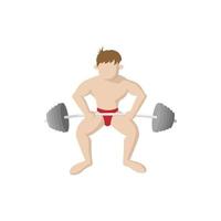 Man doing heavy duty squats with barbell icon vector