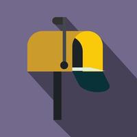 Yellow mail box icon, flat style vector