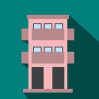 Two-storey house with balcony flat icon vector