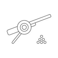 Ancient cannon with cannon balls thin line icon vector