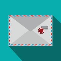 Envelope with stamp icon, flat style vector