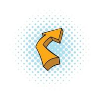 Broken yellow arrow icon, comics style vector