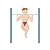 Muscle man pulling up on horizontal bar icon vector