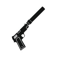 Pistol with silencer black simple icon vector