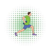 Man doing lunges with dumbbells icon vector