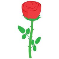 Red rose icon, isometric 3d style vector