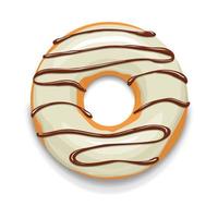 Glazed donut icon, cartoon style vector