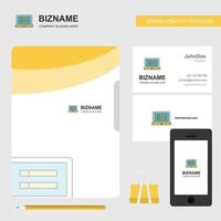 Laptop Business Logo File Cover Visiting Card and Mobile App Design Vector Illustration