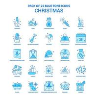 paquete de iconos de tono azul navideño 25 conjuntos de iconos vector