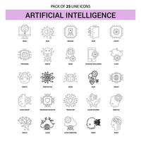 Artificial Intelligence Line Icon Set 25 Dashed Outline Style vector