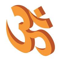 Hindu om symbol icon, isometric 3d style vector