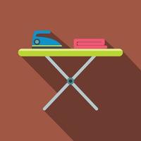 Ironing board with iron flat vector