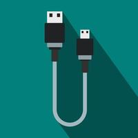 USB cable icon, flat style vector