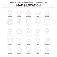 conjunto de iconos de línea plana de mapa y ubicación diseño de iconos de concepto de negocio vector
